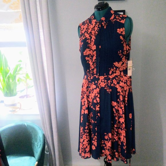 Nanette Lepore Dresses & Skirts - NWT Nanette Lepore Floral Sleeveless A-line Shirtdress Dress Sz 14